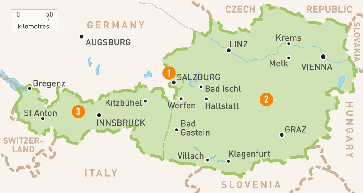 карта Аўстрыі