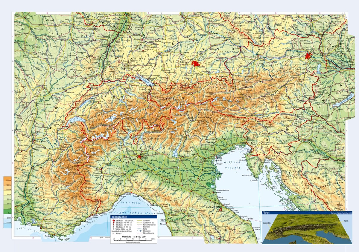 тапаграфічная карта Аўстрыі