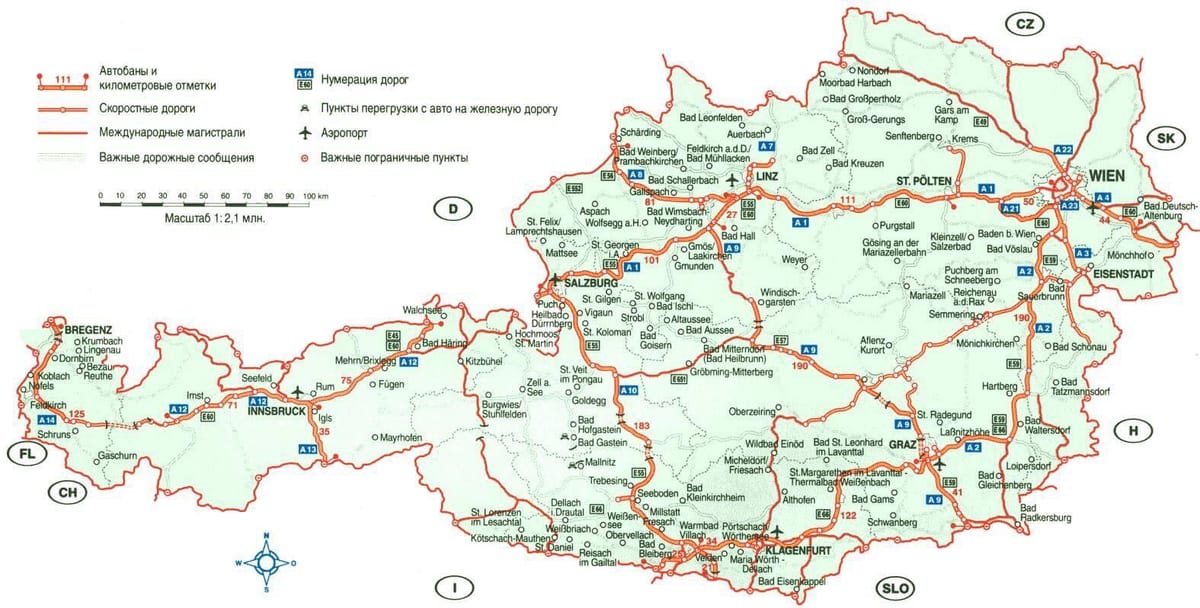 Аўстрыя карта падарожжа