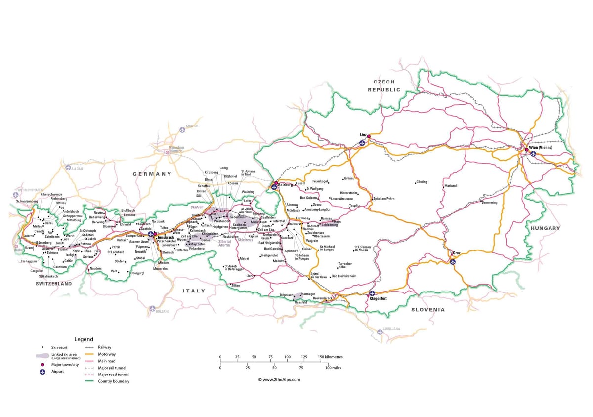 карта Аўстрыі віньеткі