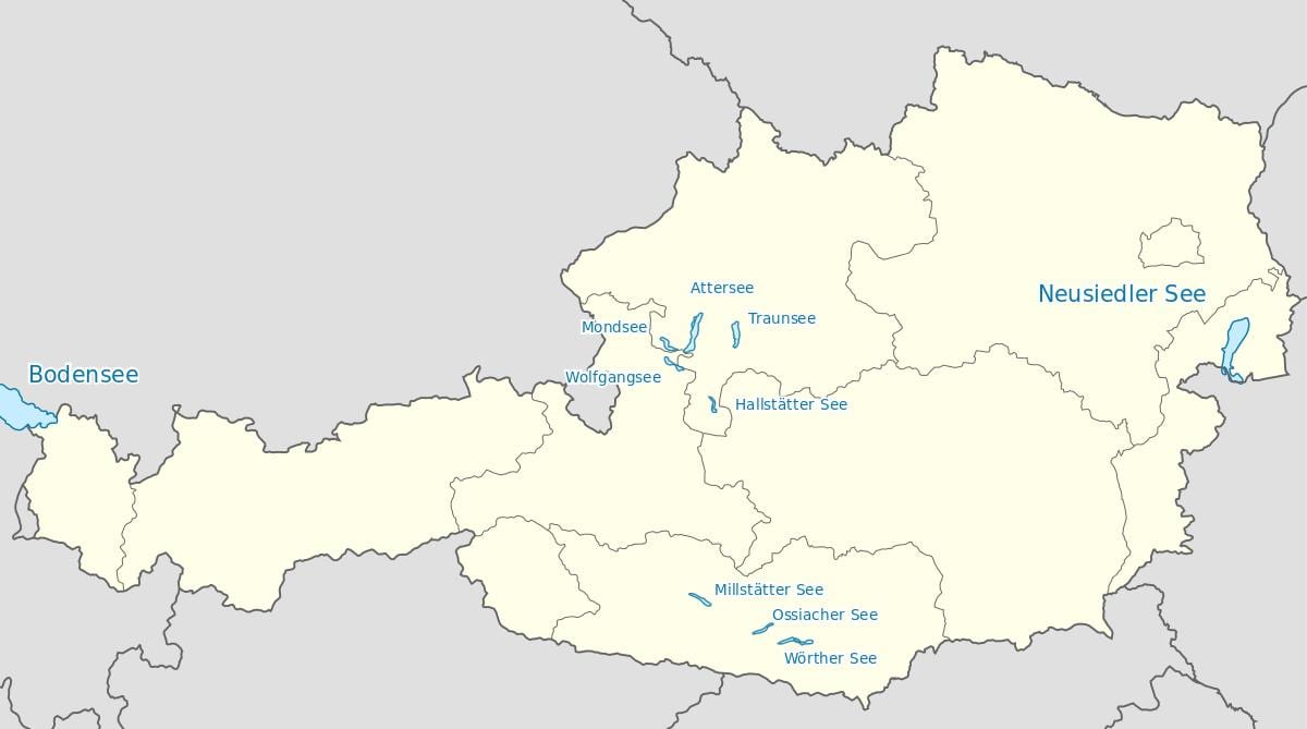 карта аўстрыйскіх азёр