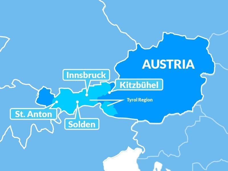 карта карта ціроля Аўстрыя