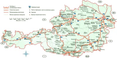 Падрабязная карта Аўстрыі