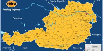 Карта Аўстрыі Паштовы індэкс 