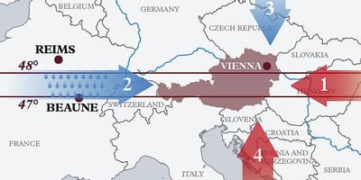 Карта Аўстрыі клімат