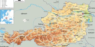 Горы Аўстрыі на карце