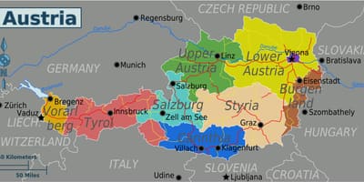 Карта Аўстрыі