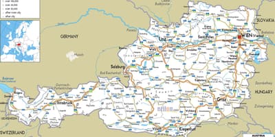 Карта аўстрыйскай маршрут