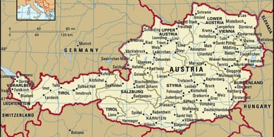 Карта замкі ў Аўстрыі