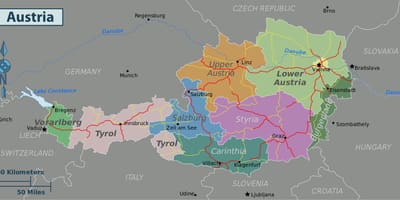 Аўстрыя славутасці карта